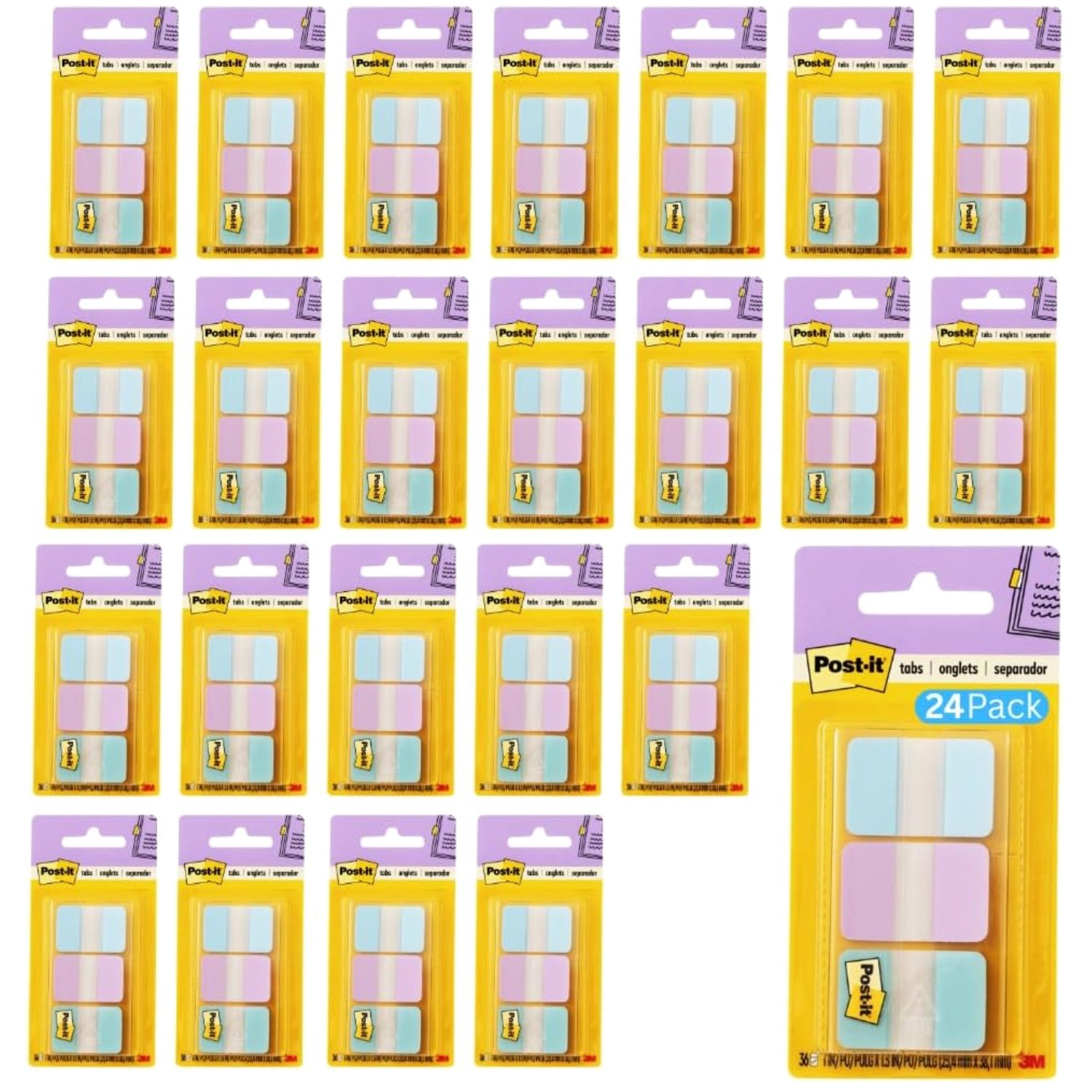 Gradient Blue Pink Clear Index Tabs, 24-Pack