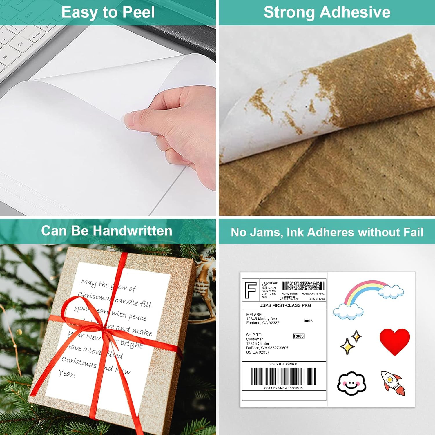 MFLABEL Half Sheet Shipping Labels – 200 Self Adhesive Sticker Sheets for Laser