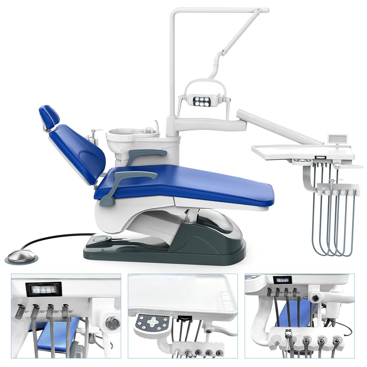 Dental Unit Chair Computer Controlled DC Motor Integral PU Hard Leather & Stool
