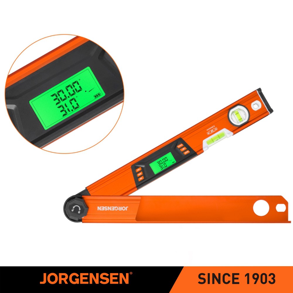 JORGENSEN Digital Multi Angle Finder Tool w/Backlit LCD Protractor Digital Level