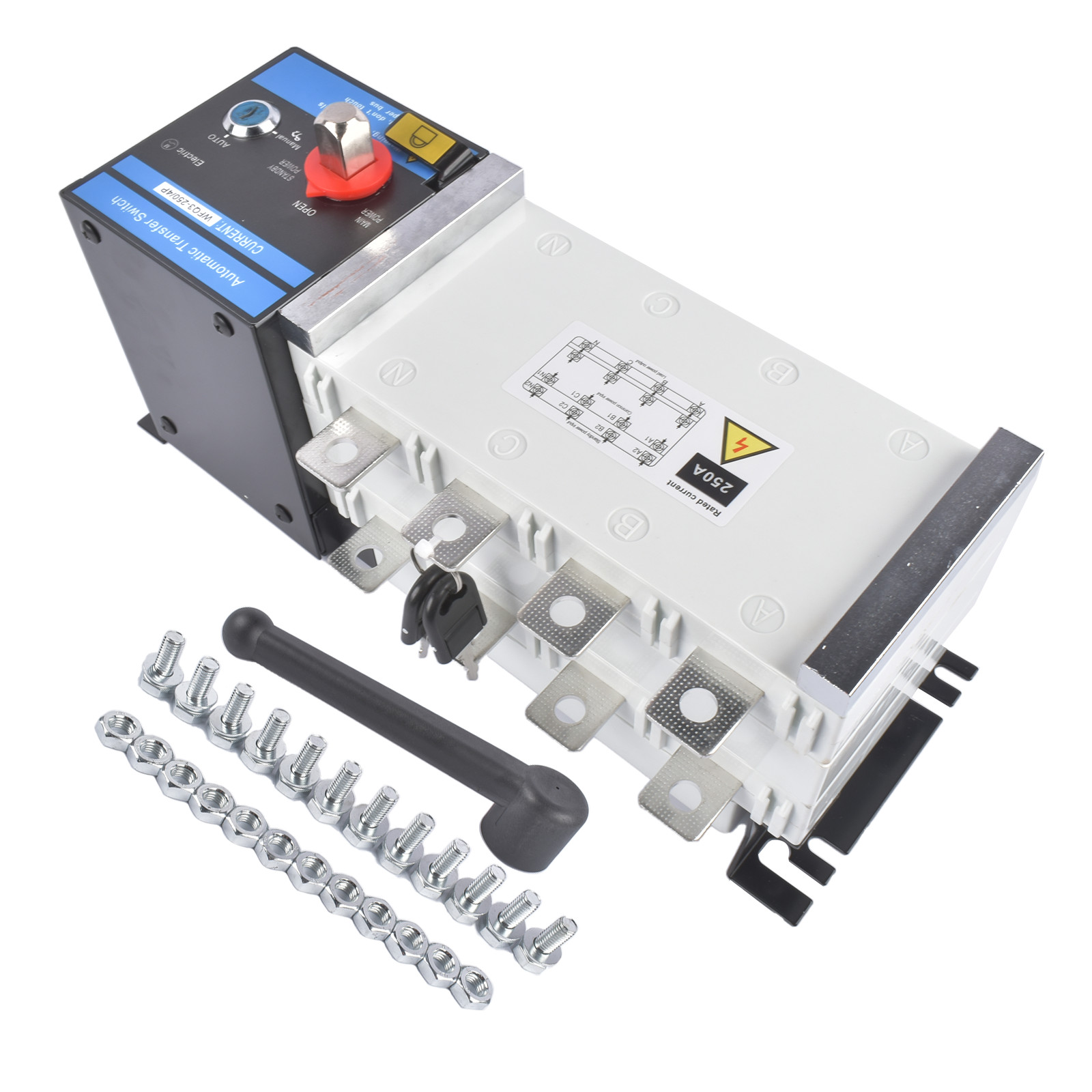 Industrial Automatic Transfer Switch 4P 250A 110V / 220V Auto or Manual Mode