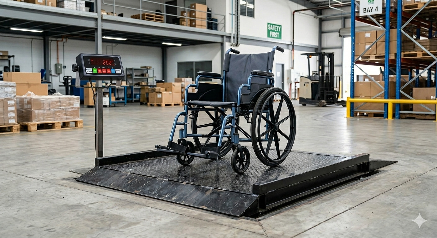 Medical Wheelchair Scale Digital 1000 lb Capacity Roll-On Weigh Wheelchair Scale