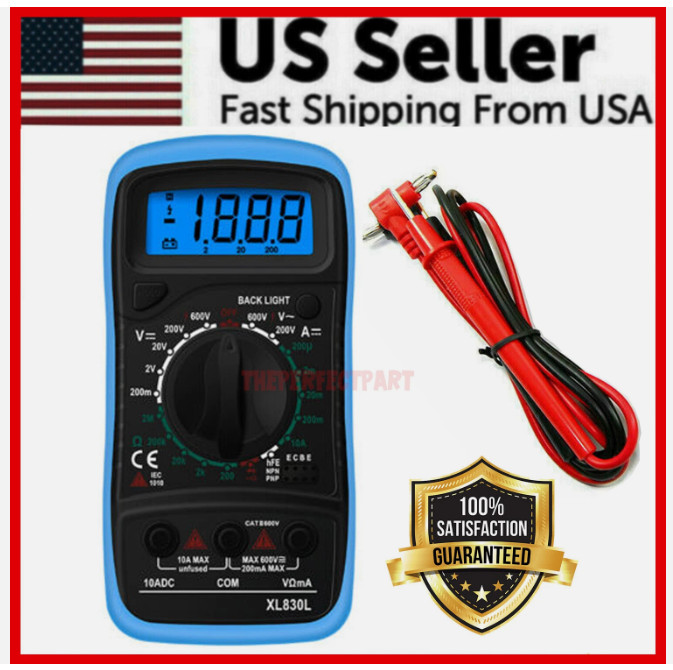 Digital Multimeter AC DC Voltmeter Ammeter Ohmmeter Volt Tester Meter XL830L USA