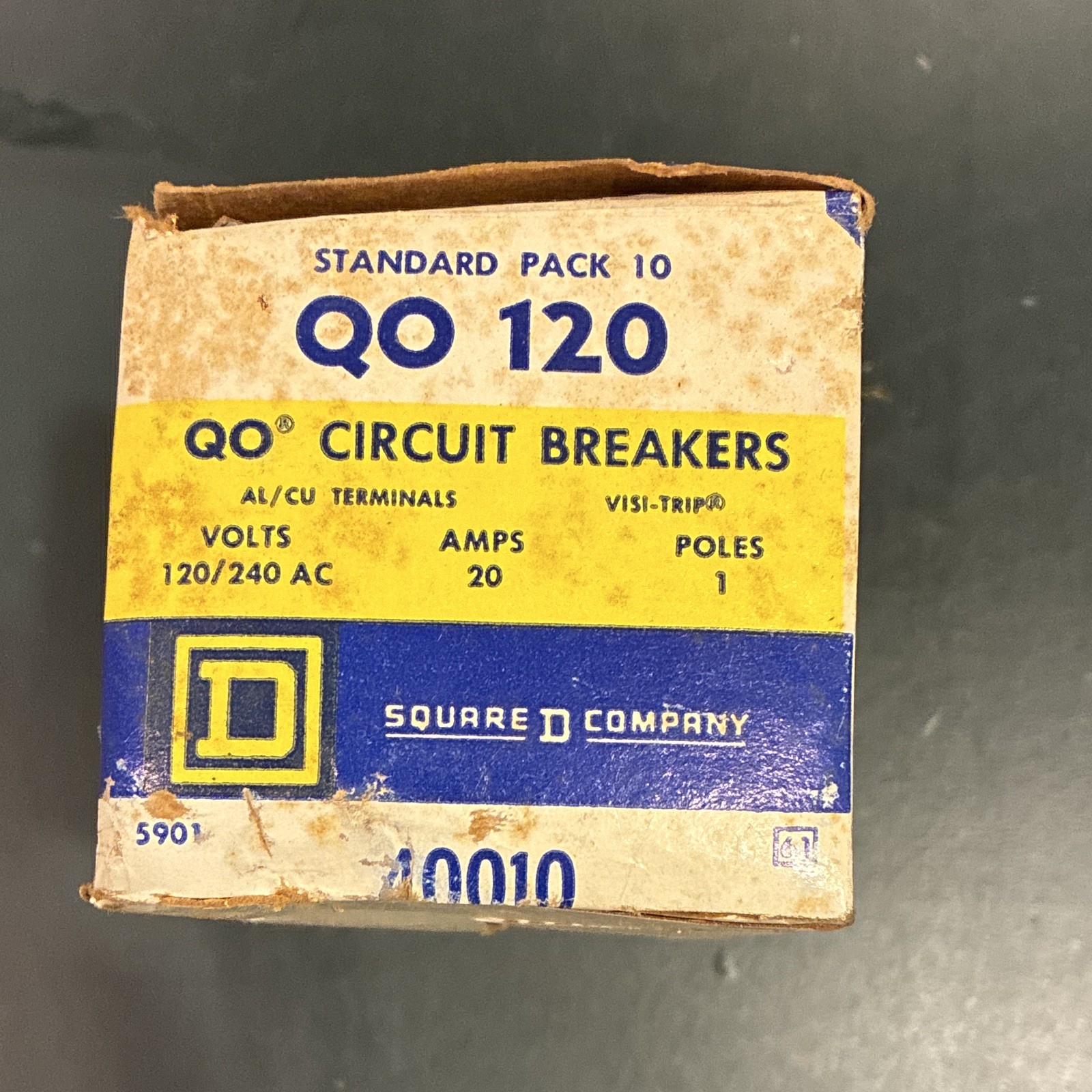 Square D QO120 Circuit Breaker 20A 1-Pole 120/240VAC Trip Indicator 10 Pack