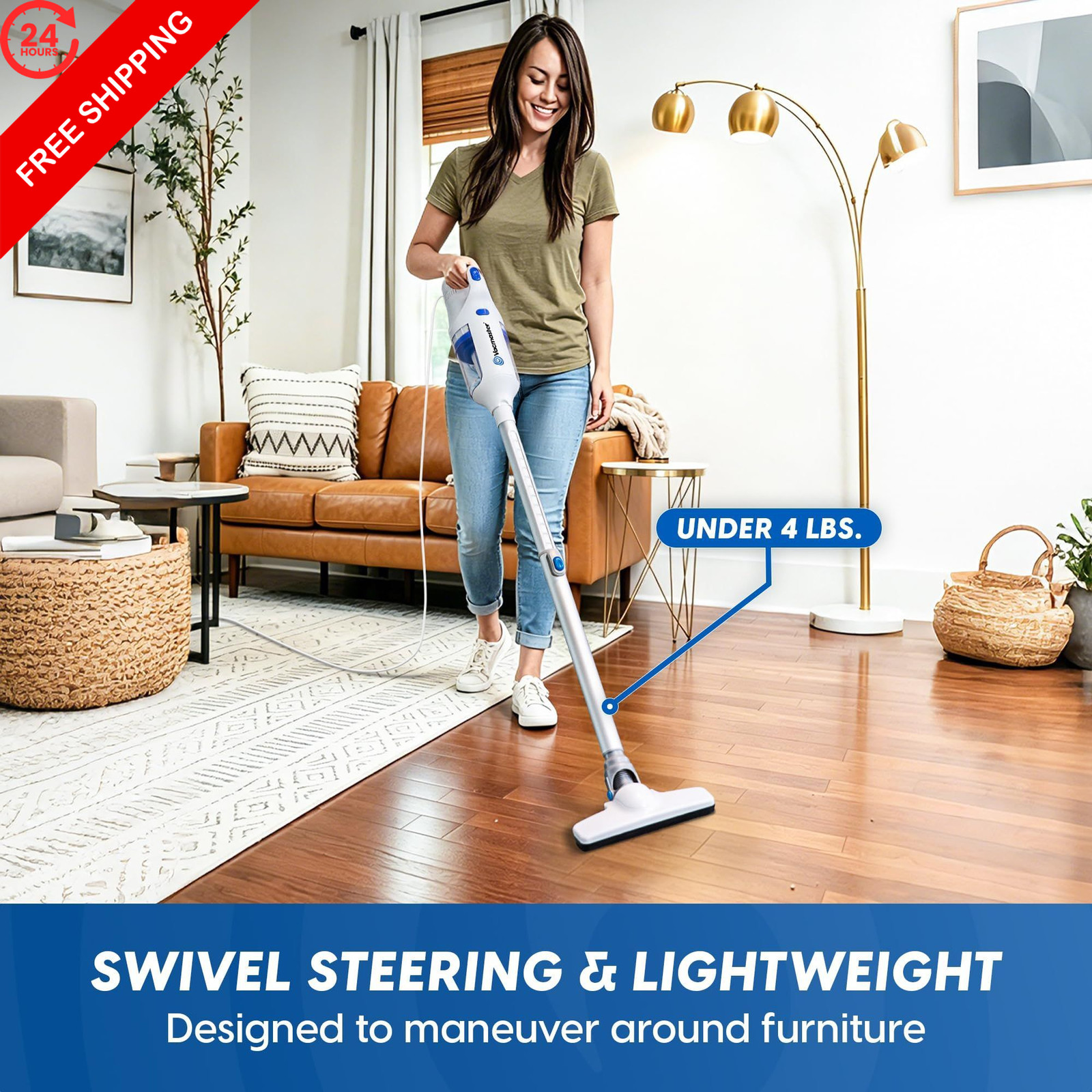 Vacmaster Corded Stick Vacuum Cleaner 2 in 1 3.7 pounds, White