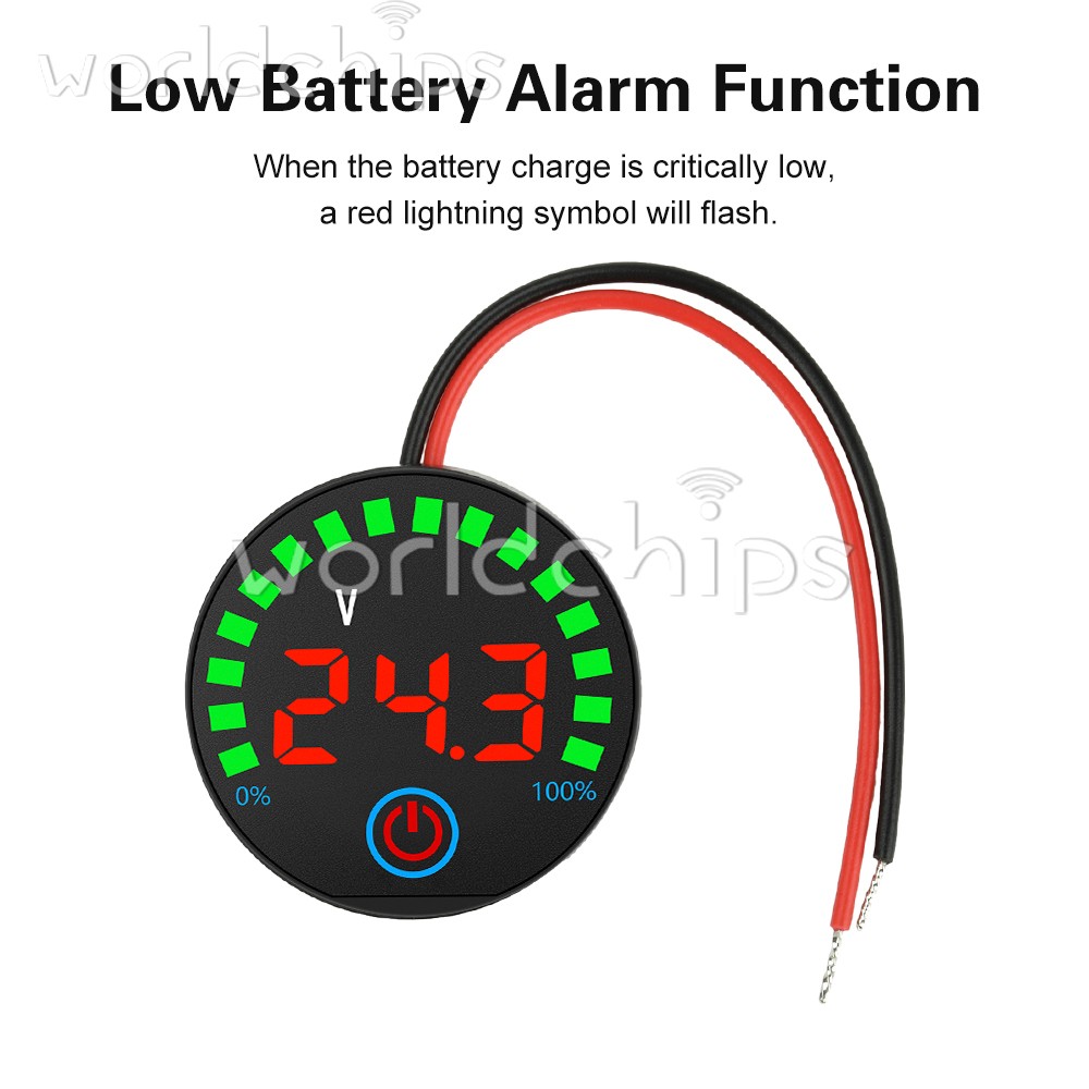 5pcs DC7-55V Acid/Li-ion Volt Indicator Battery Level Display Power-Off Memory