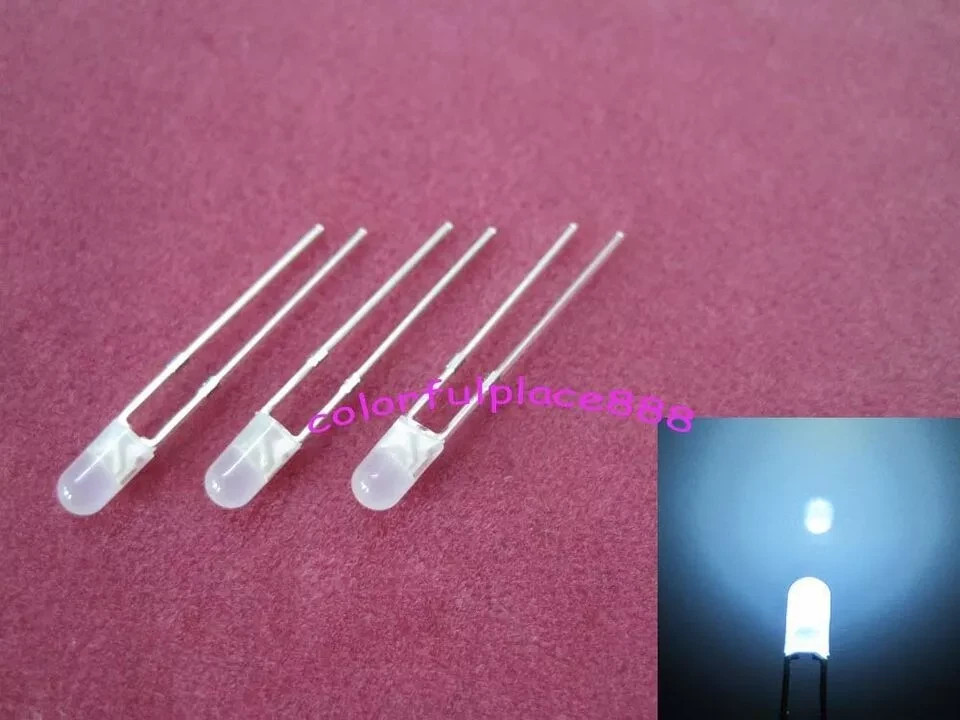 20pcs each 3mm Red Yellow Blue Green White Orange Warm Diffused Flangeless LEDs