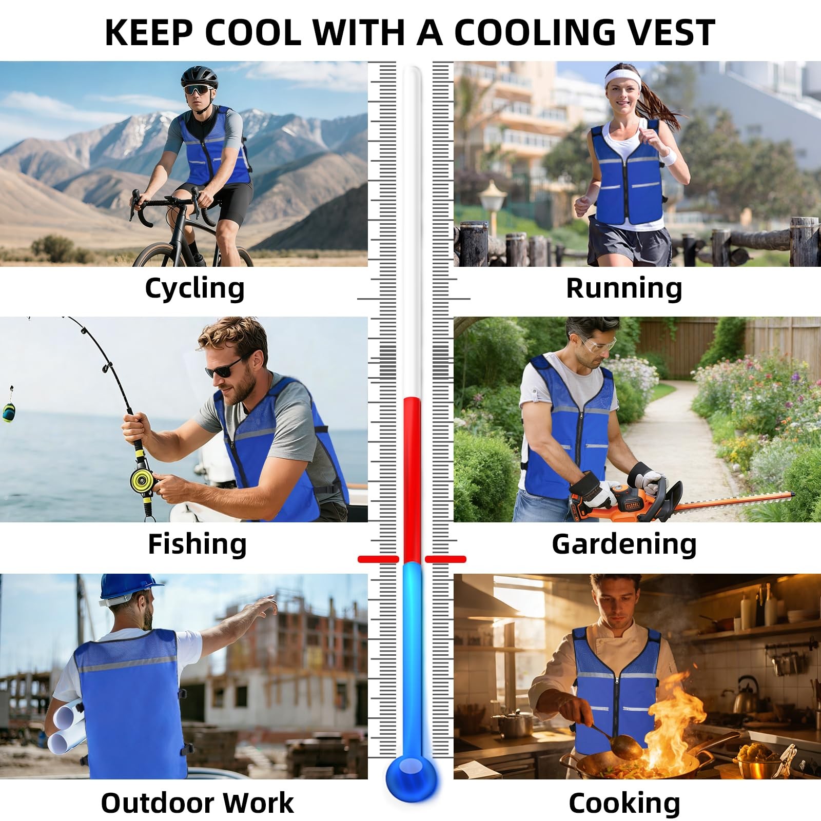 Cooling Vest for Men & Women, Adjustable Ice Vest with Detachable Reusable Ic…