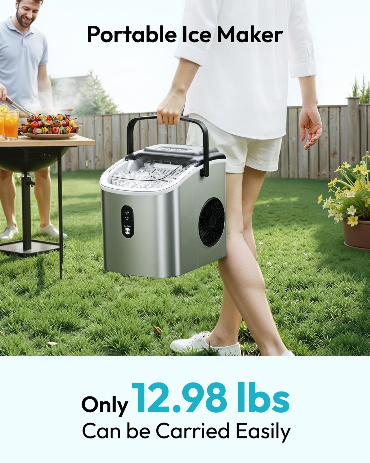 Ice Maker Countertop, Portable Ice Machine with Carry Handle, 26.5lbs Per Day…