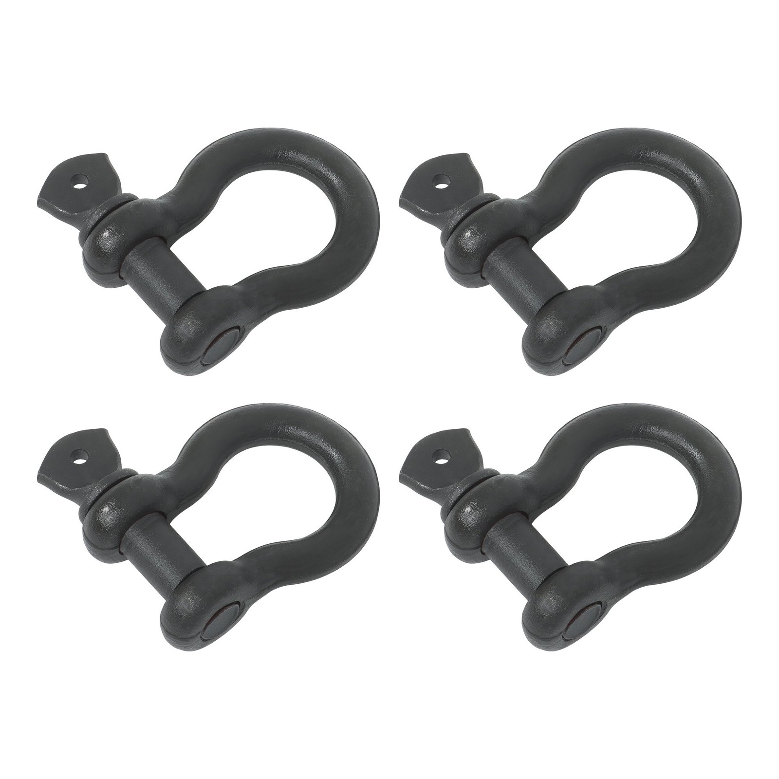 4 Pack 3/4 Inch Bow-Shaped D Ring Shackles 4.75t/10471lbs Working Load Black