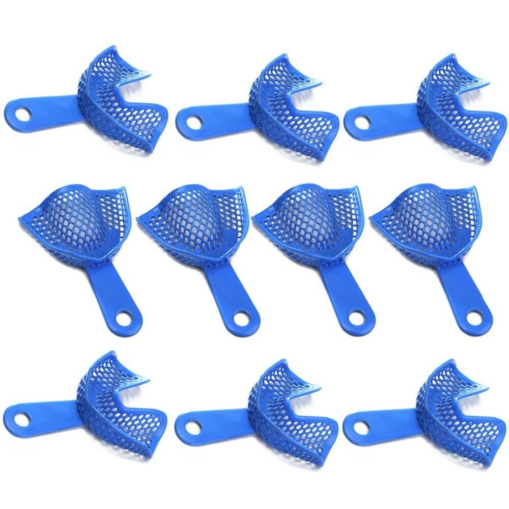 Dental Autoclavable Plastic Steel Impression Trays Denture Blue L/M/S/Q/A Opt