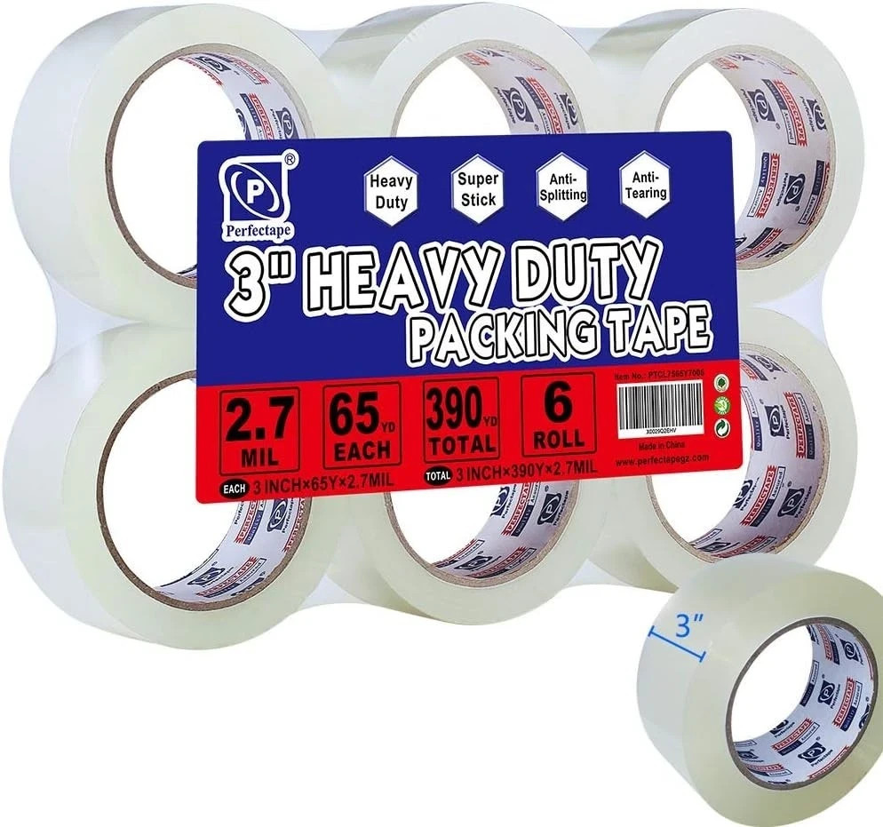 3″ Heavy Duty Packing Tape 6 Rolls, Total 390Y, Clear, 2.7 mil, 3 inch x 65 Y…