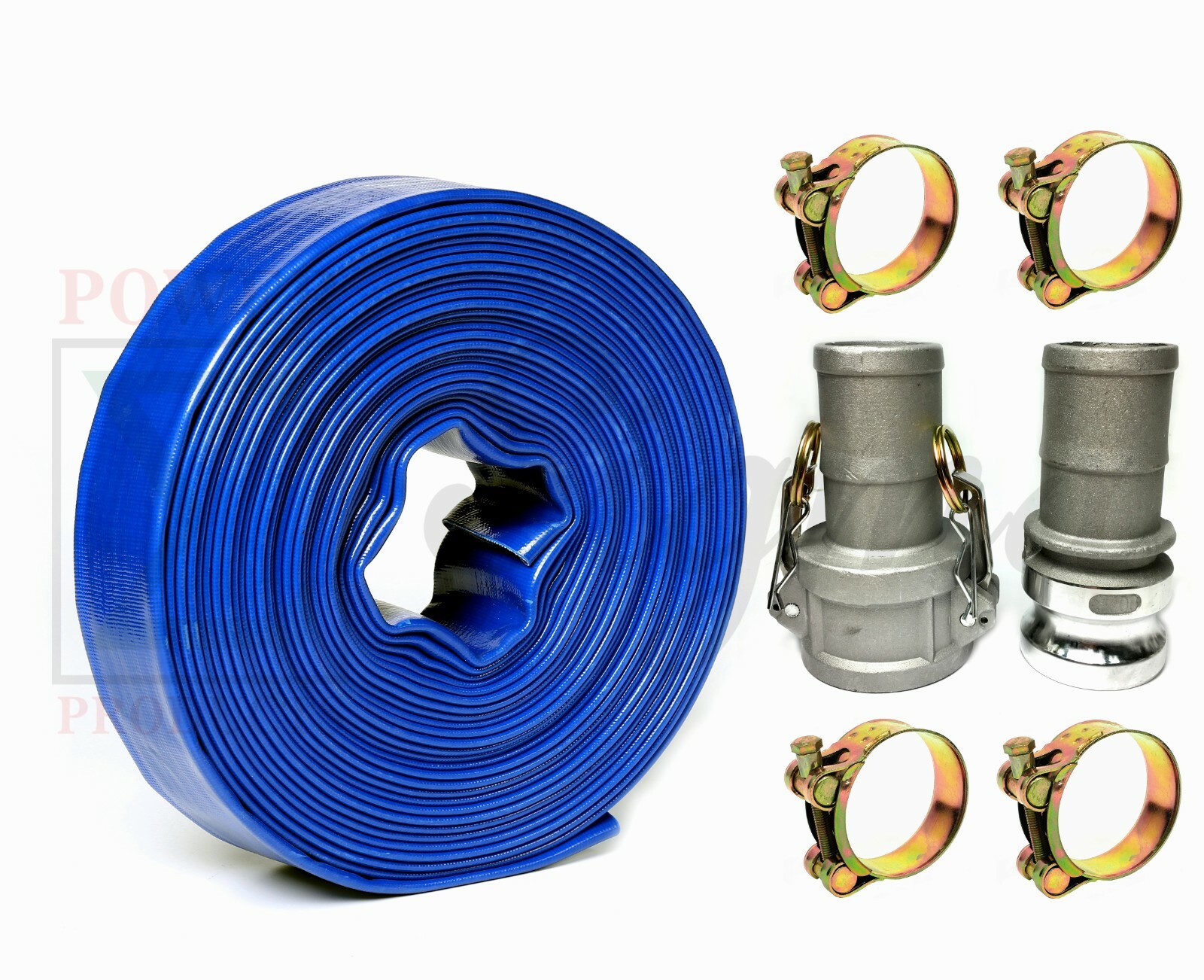 Sigma 2″ IN X 100′ Feet Agricultural PVC Lay Flat Discharge Pump Hose & Camlock