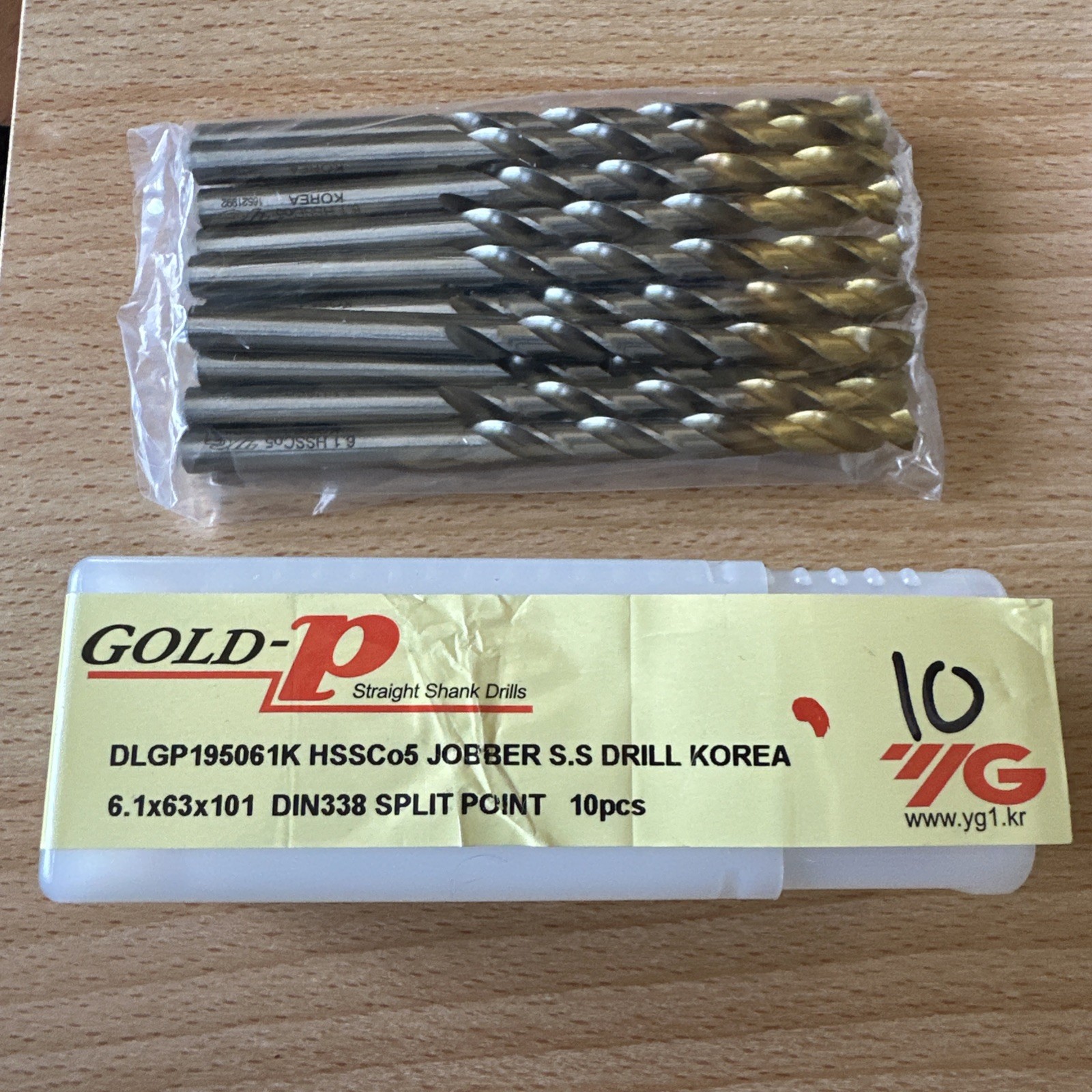 10 new YG-1 YG 6.1 MM HSCO COBALT TIN POINT COATED JOBBER LENGTH TWIST DRILLS