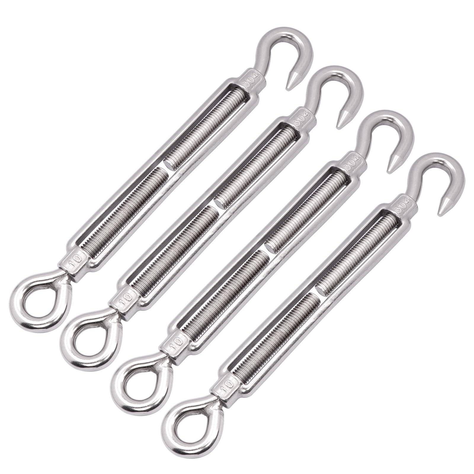 3/8 Inch Turnbuckle Hook Eye M10 Turnbuckles For Wire Rope Tension 304 Stainle