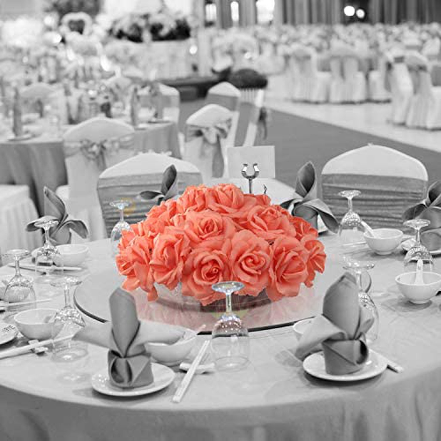 Larksilk 100-Pack Peach Silk Rose Picks � Real Touch Artificial Peach Roses w…