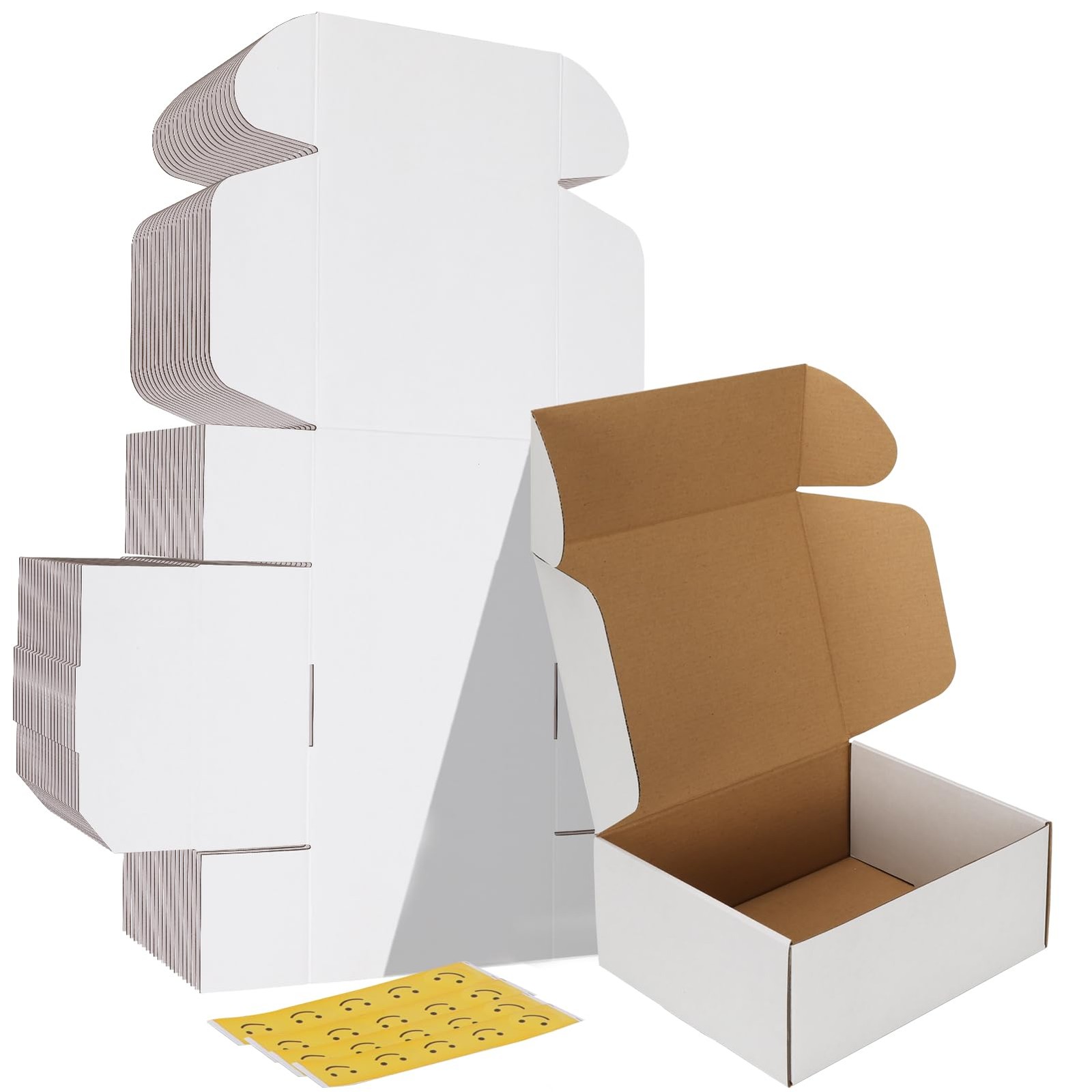 10x8x4 inches Shipping Boxes Set of 20, White Corrugated Cardboard Box Litera…