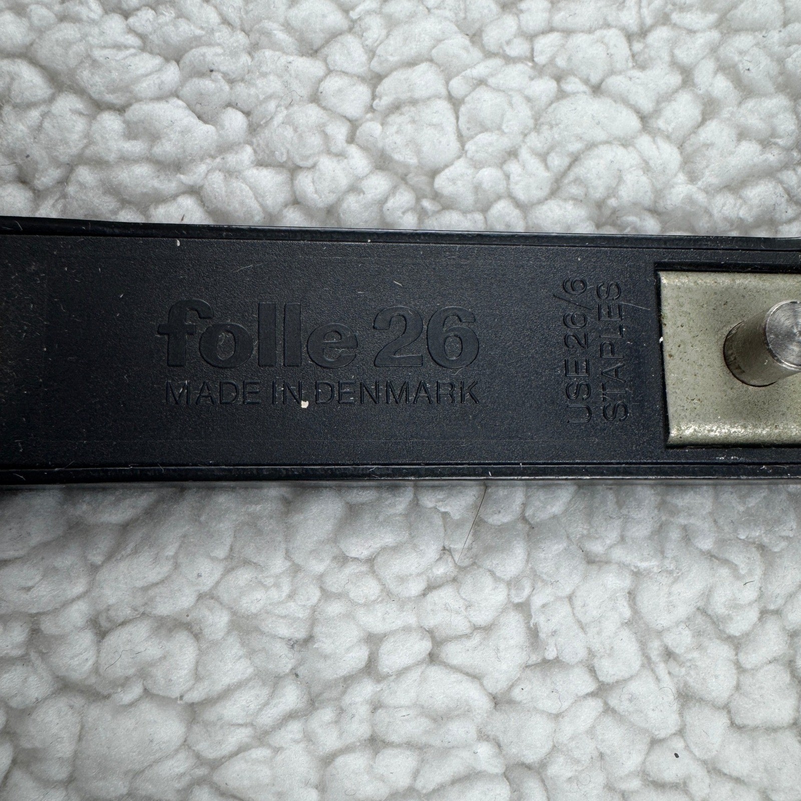 Vintage Folle 26 Stapler Made in Denmark Mid Century Modern Black White Metal