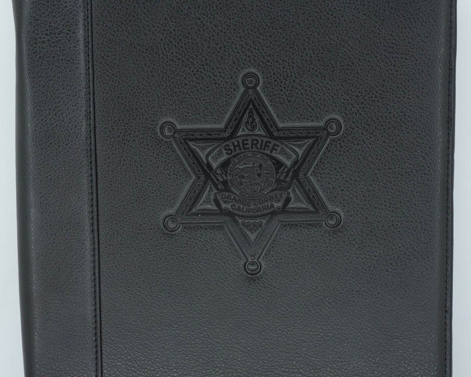 Strong Leather Company Padfolio Orange County Sheriff Black Leather New