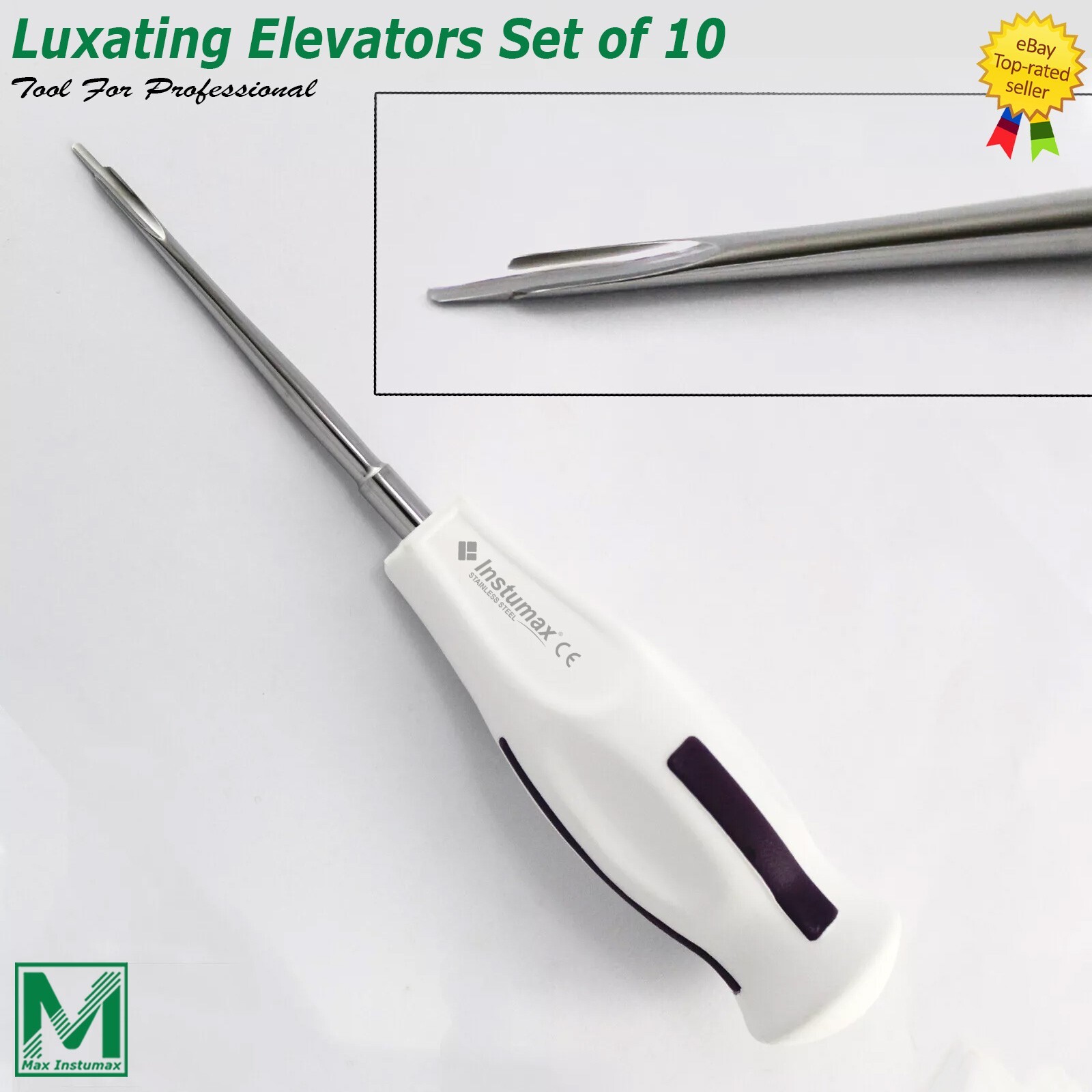 10 Pcs white Dental Root Elevators Oral Surgery PDL Luxating Tooth loosening