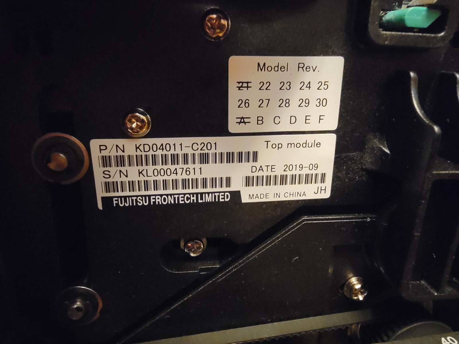 Fujitsu GSR50 Cash Handling Bunch Acceptor Top Module KD04011