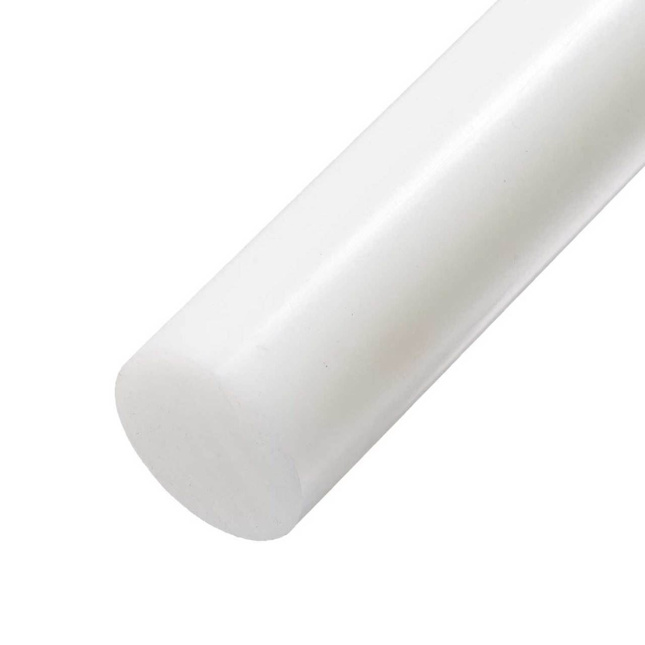 2.000 (2 inch) x 6 inches, PTFE Teflon Plastic Round Rod, White