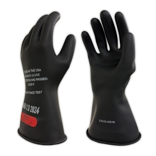 Rubber Insulating Electrical Safety Gloves Class 0 1000V 11 Inch For Lineman
