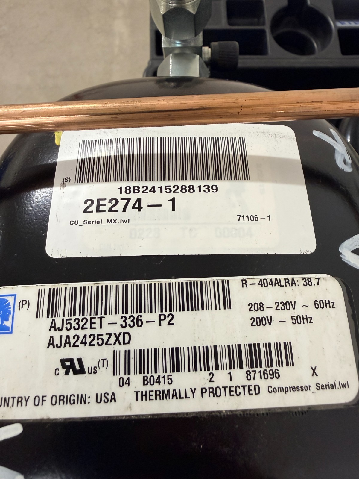 OMNITEAM/TECUMSEH COND-UNIT-AJA2429-ZXDXB 208.V-1 PH-1/2-HP- R404A- INDOOR- NEW