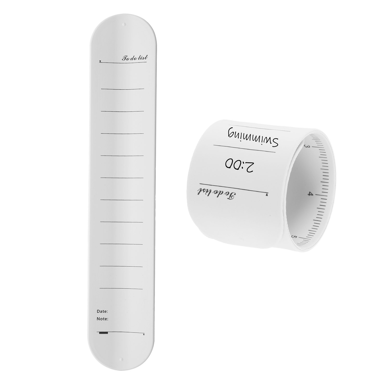 2Pcs Writable Wrist Band 9.45″ x 1.77″ Slap Bracelet for Reminder (Streak White)