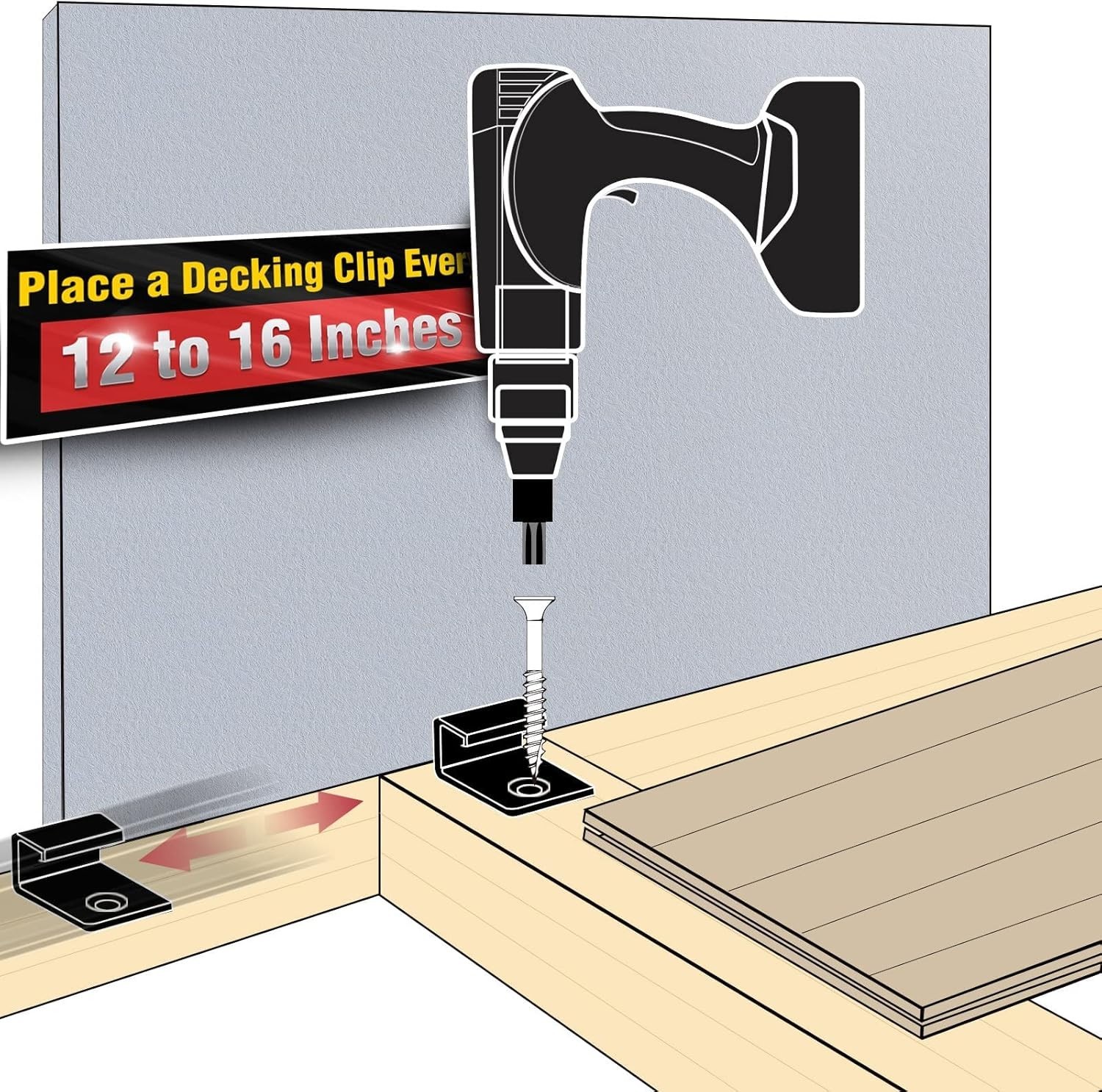 Start Clips – Universal Hidden Fasteners for Composite Decking (36 Pack, Black)