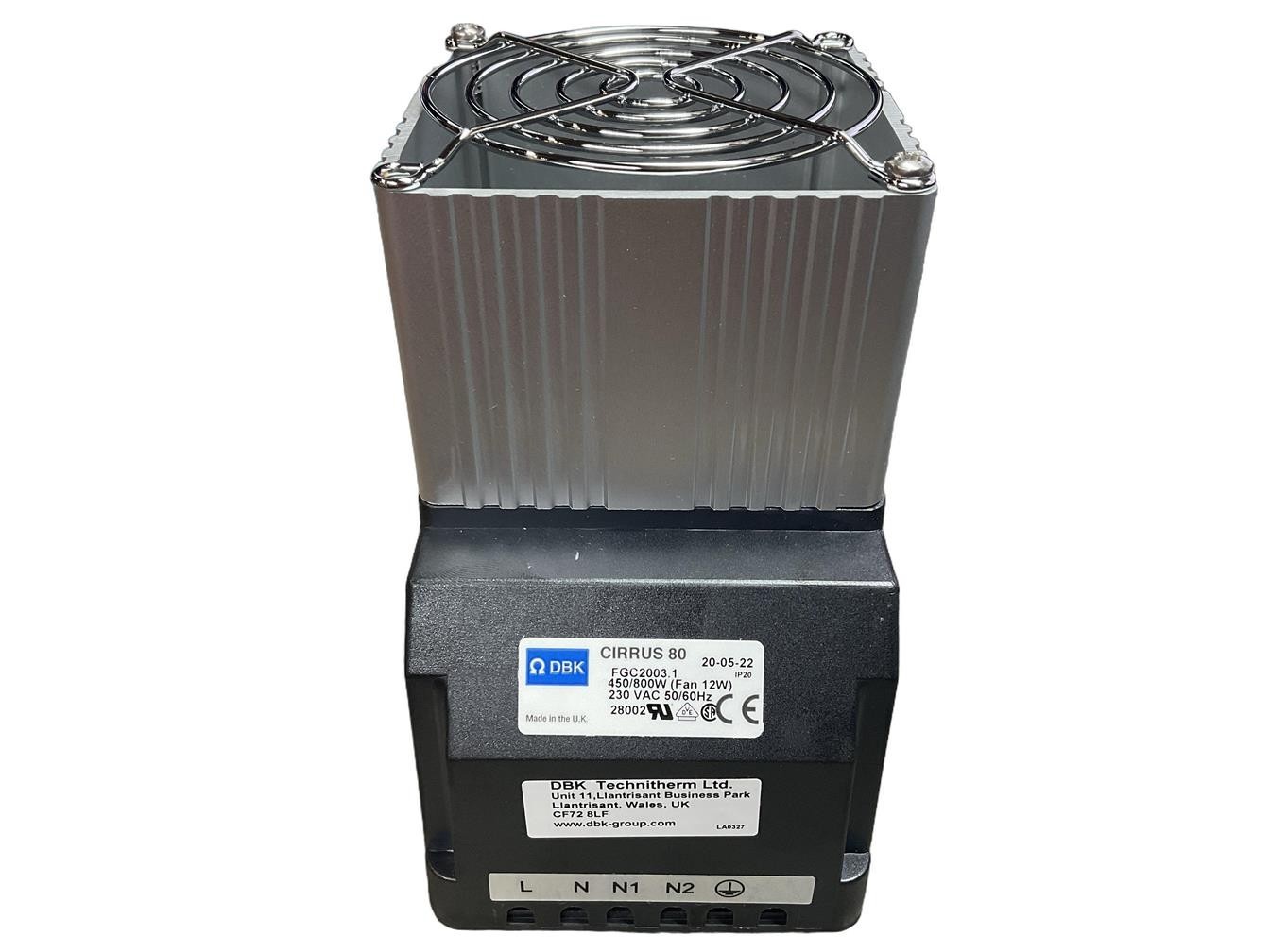 FGC2003.1 DBK CIRRUS 80 RAIL ENCLOSURE FAN HEATER 450/800W 220-240VAC
