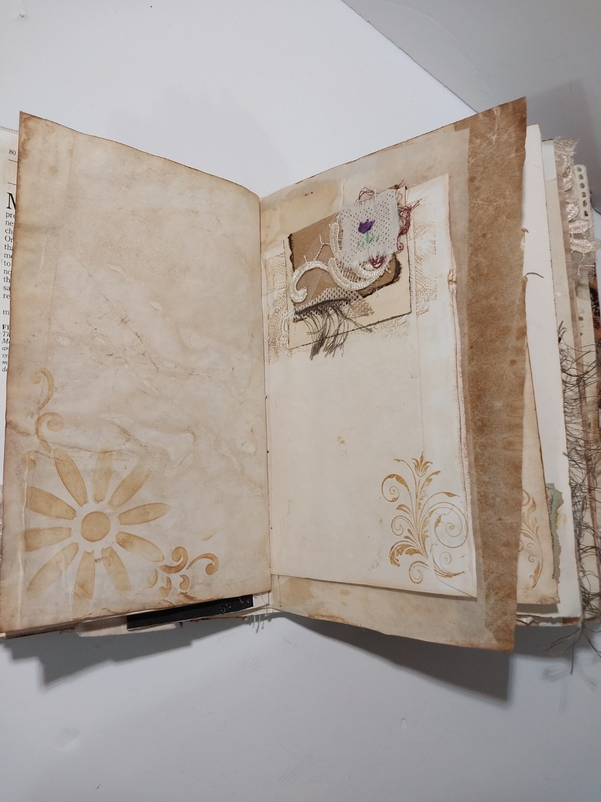 Junk Journal Boho Style Antique Vtg. Ephemera Handmade Book Lg. 9″x6.5″ 116 Pg.