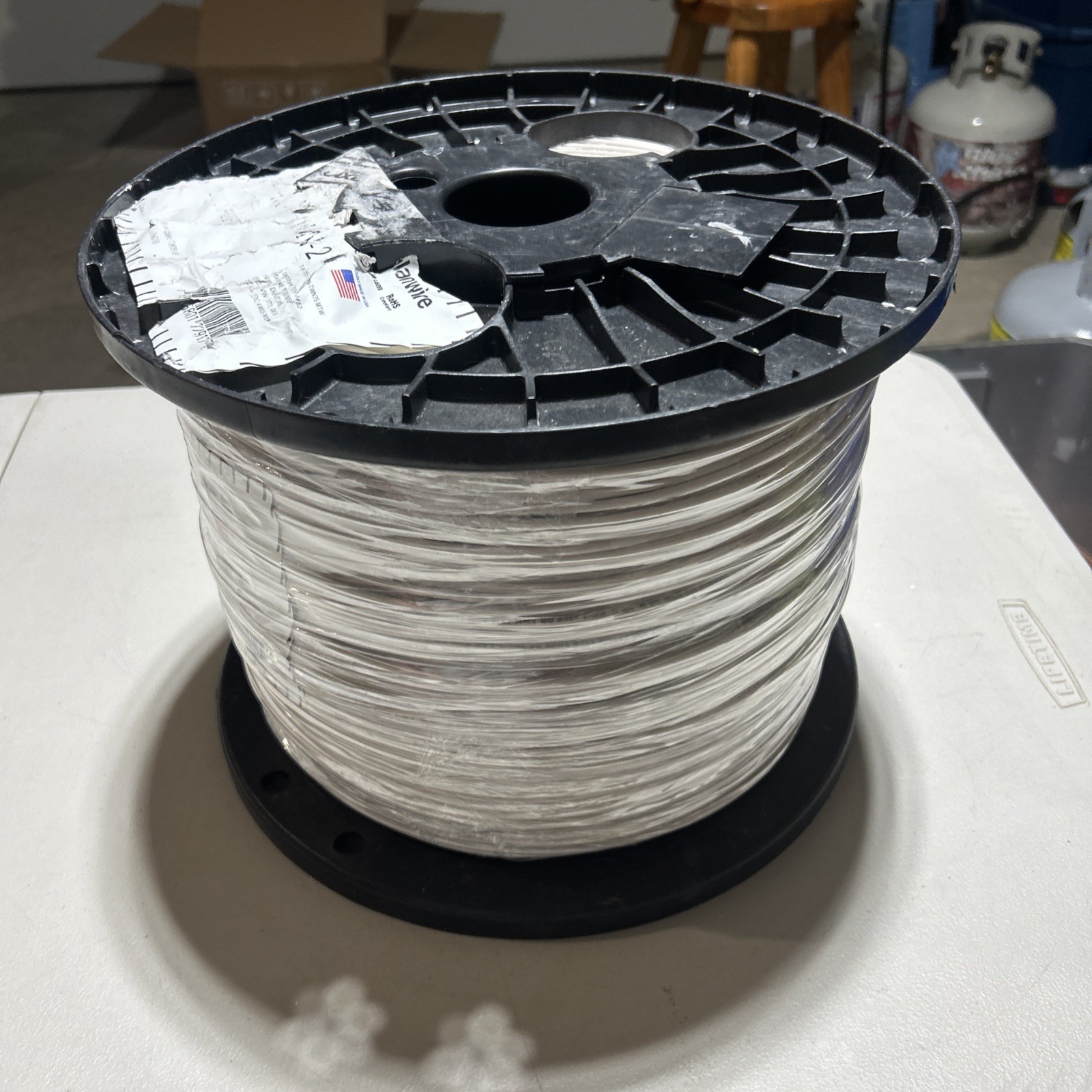 Alan Wire 12 AWG 19 Strand THHN-THWN-2 White 2500ft 600 Volts USA Made NEW !!!