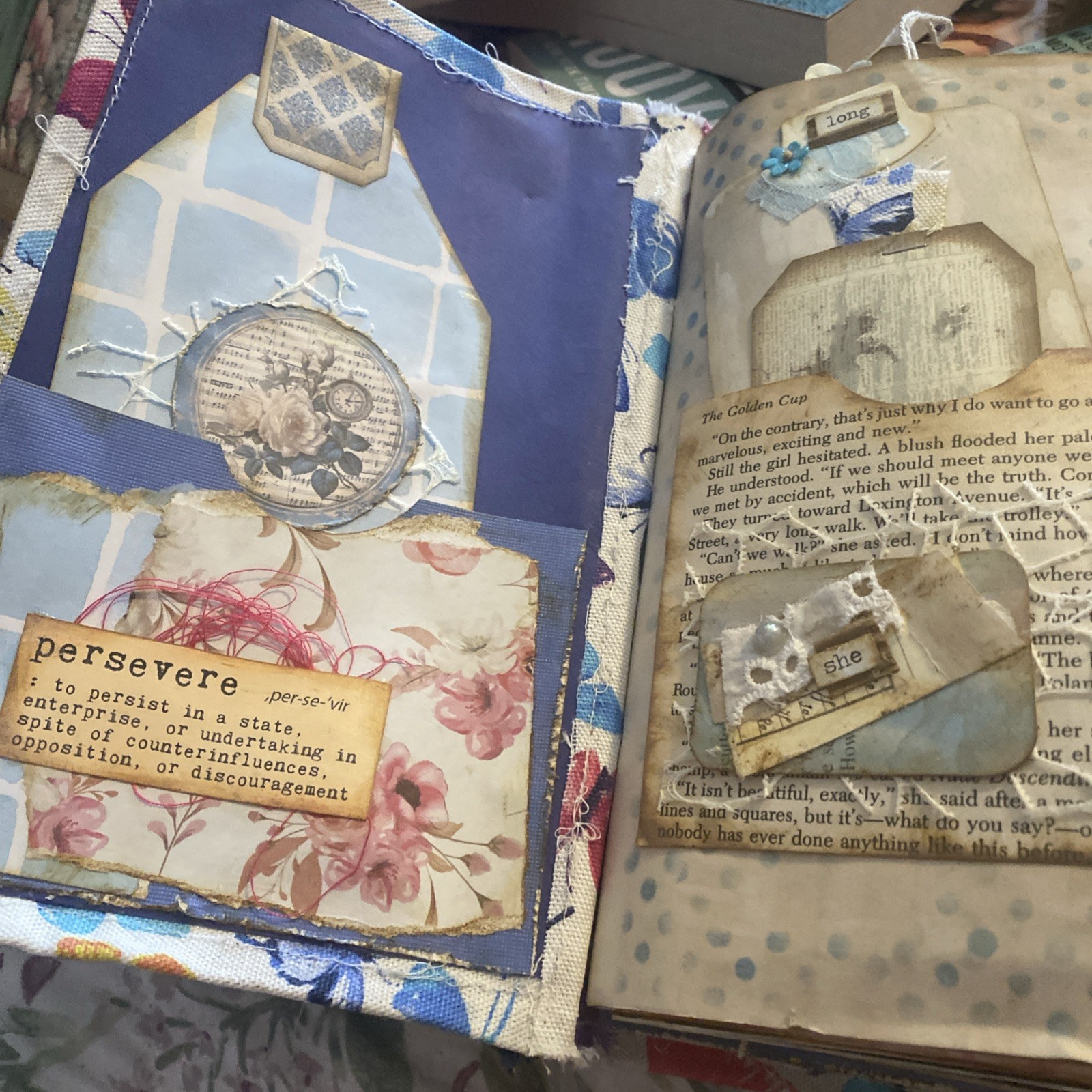 Junk Journal Handmade with pockets, belly bands, tucks journal cards, tags