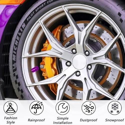 6-Pack Universal Bullet Valve Stem Caps, Aluminum Alloy Du Color: 6 PCS Purple