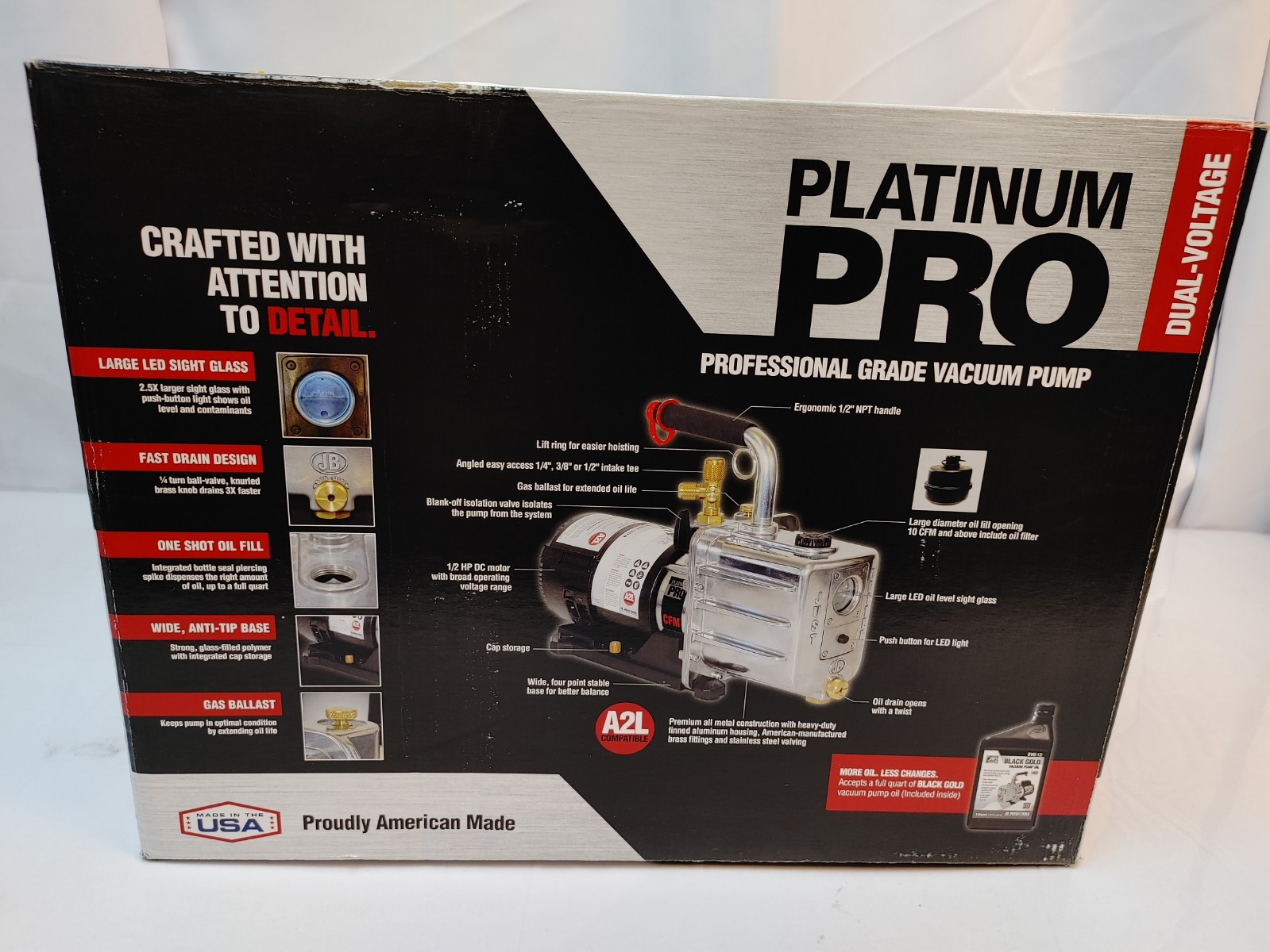 JB Industries DV-240DC Vacuum Pump, 8.4 CFM 1/2 hp DC Motor Platinum Pro DC 8.4