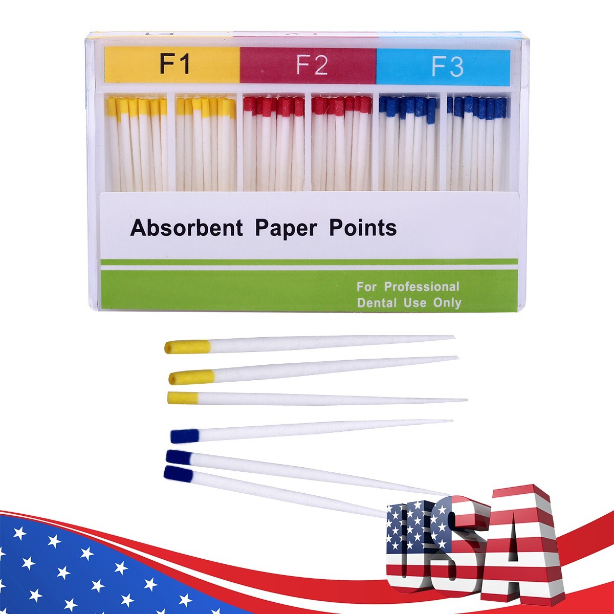 500PCS Dental Absorbent Paper Point puntas de papel absorbente endodoncia F1F2F3