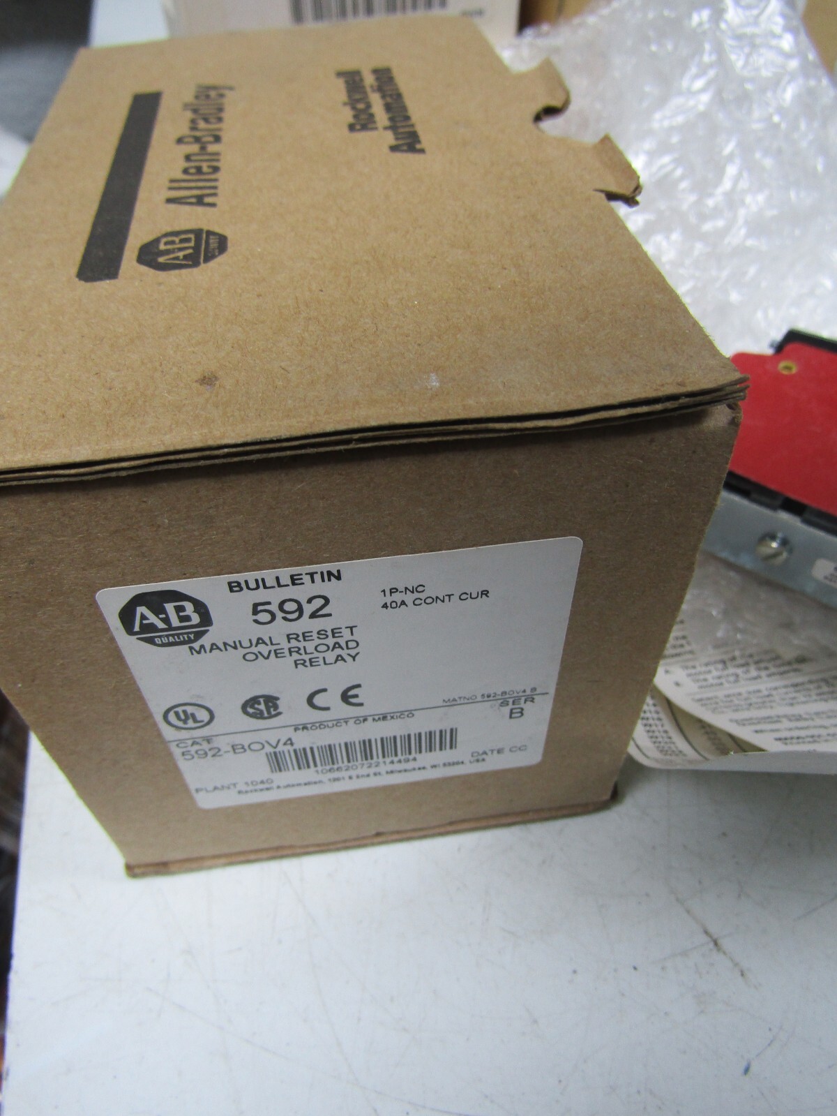 🔥NEW ALLEN BRADLEY 592 MANUAL RESET OVERLOAD RELAY 592-BOV4 600 VAC SERIES B