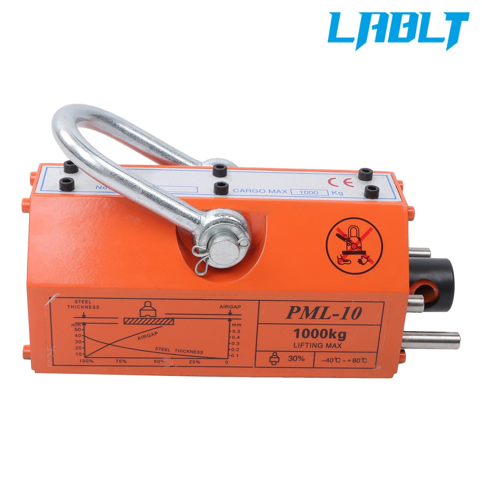 LABLT 2200lbs/1000kg Pulling Capacity, Magnetic Lifter, 2 Safety Factor, Orange