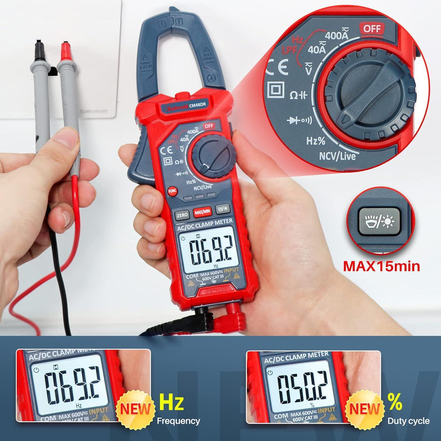 AstroAI Digital Clamp Meter Multimeter 4000 Counts Auto-ranging Amp Tester AC/DC