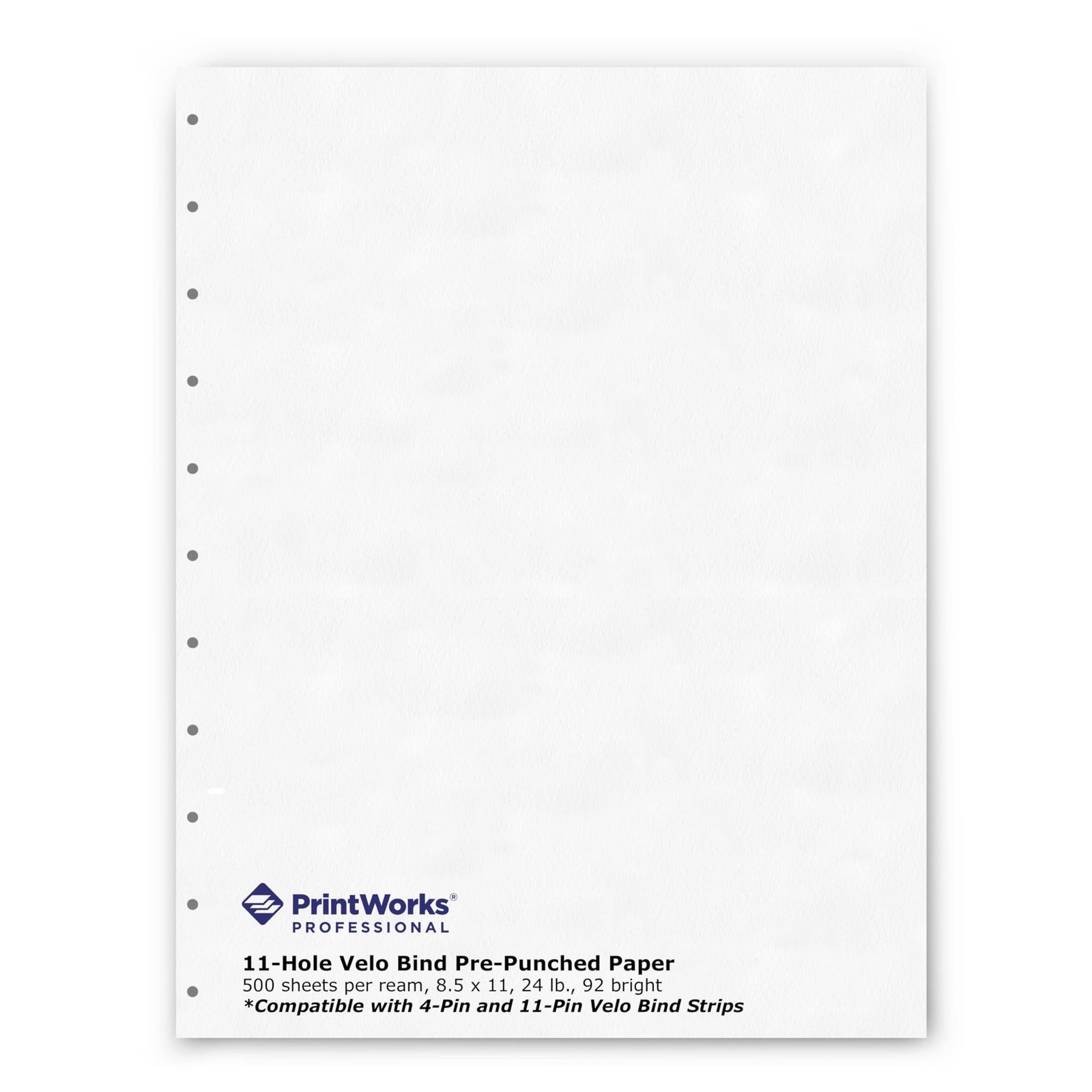 PrintWorks Professional Pre-Punched 11 Hole Velo Bind Paper for 11 Pin & 4 Pin B