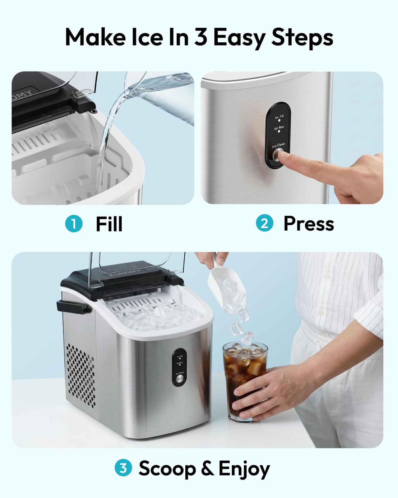 Ice Maker Countertop, Portable Ice Machine with Carry Handle, 26.5lbs Per Day…