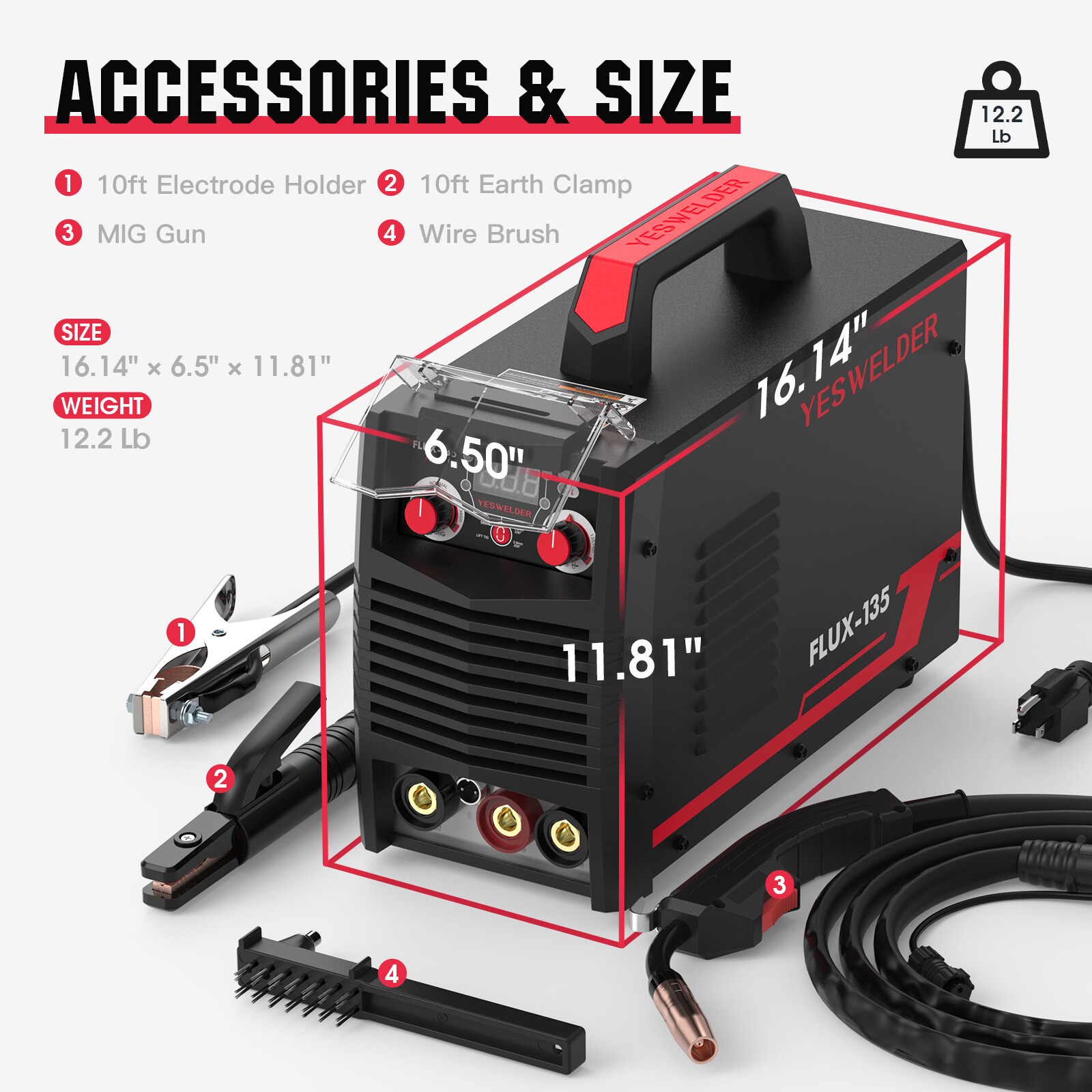 Flux Core MIG Welder,135A Gasless IGBT Inverter Welding Machine 110V