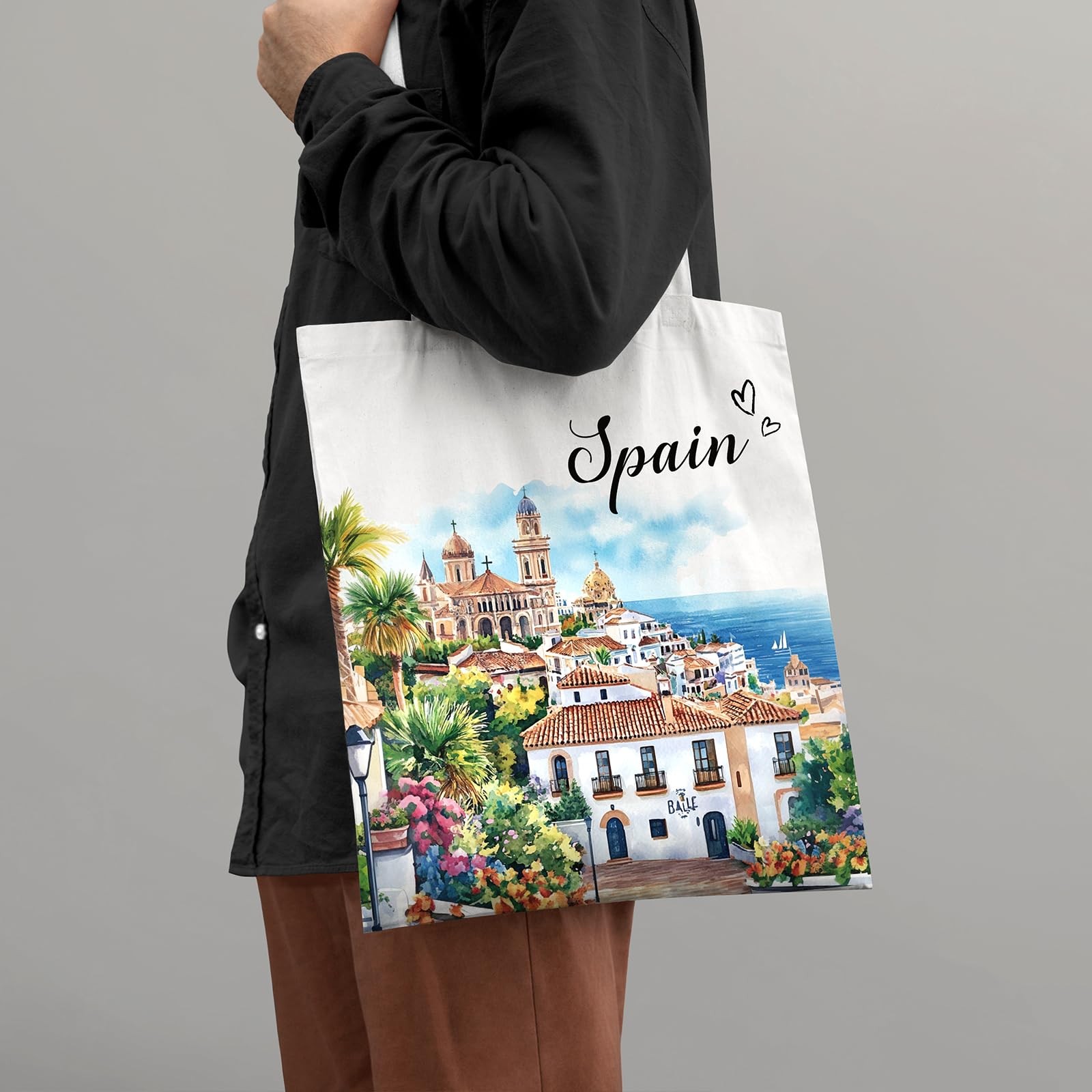 VeloKomo Spain Souvenirs Tote Bag – Cotton Travel One Size, Multicolor