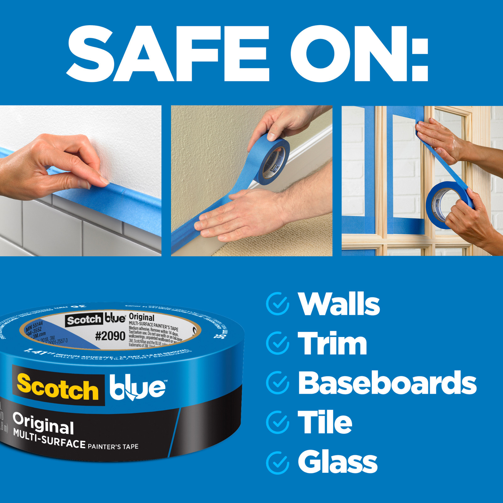 ScotchBlue Original Painter’s Tape (2090): 2 in. x 60 yds. (Blue) [12-pack]