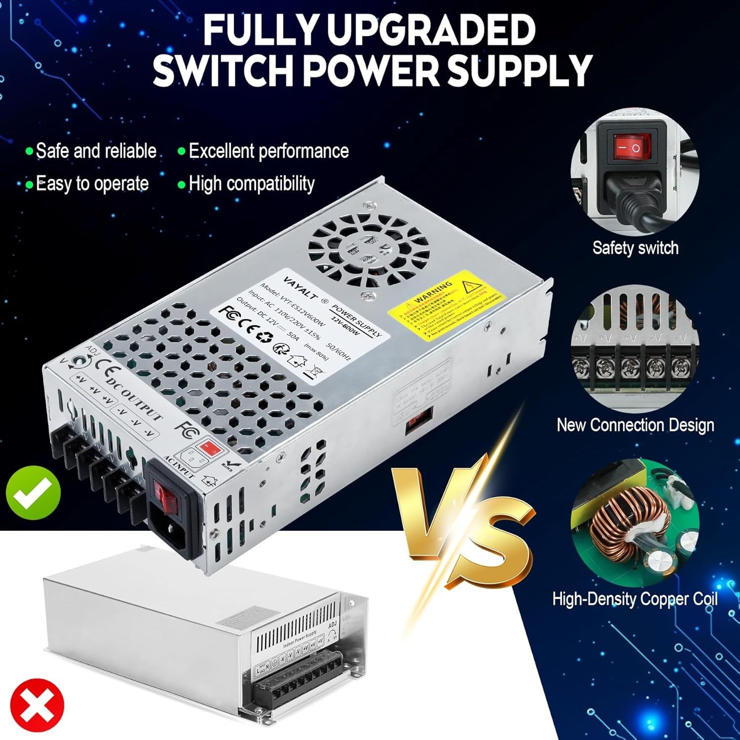 12V 600W Switching Power Supply – Reliable AC to DC Converter for Electronics