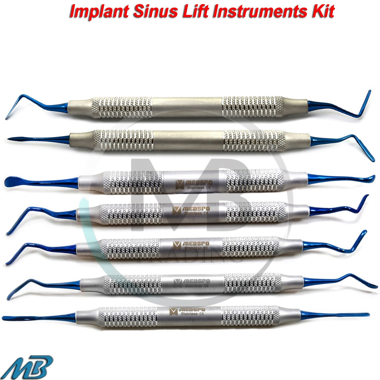 Set Of 5 Implant Sinus Lift Tunneling Elevator Procedure Titanium Dental Tools