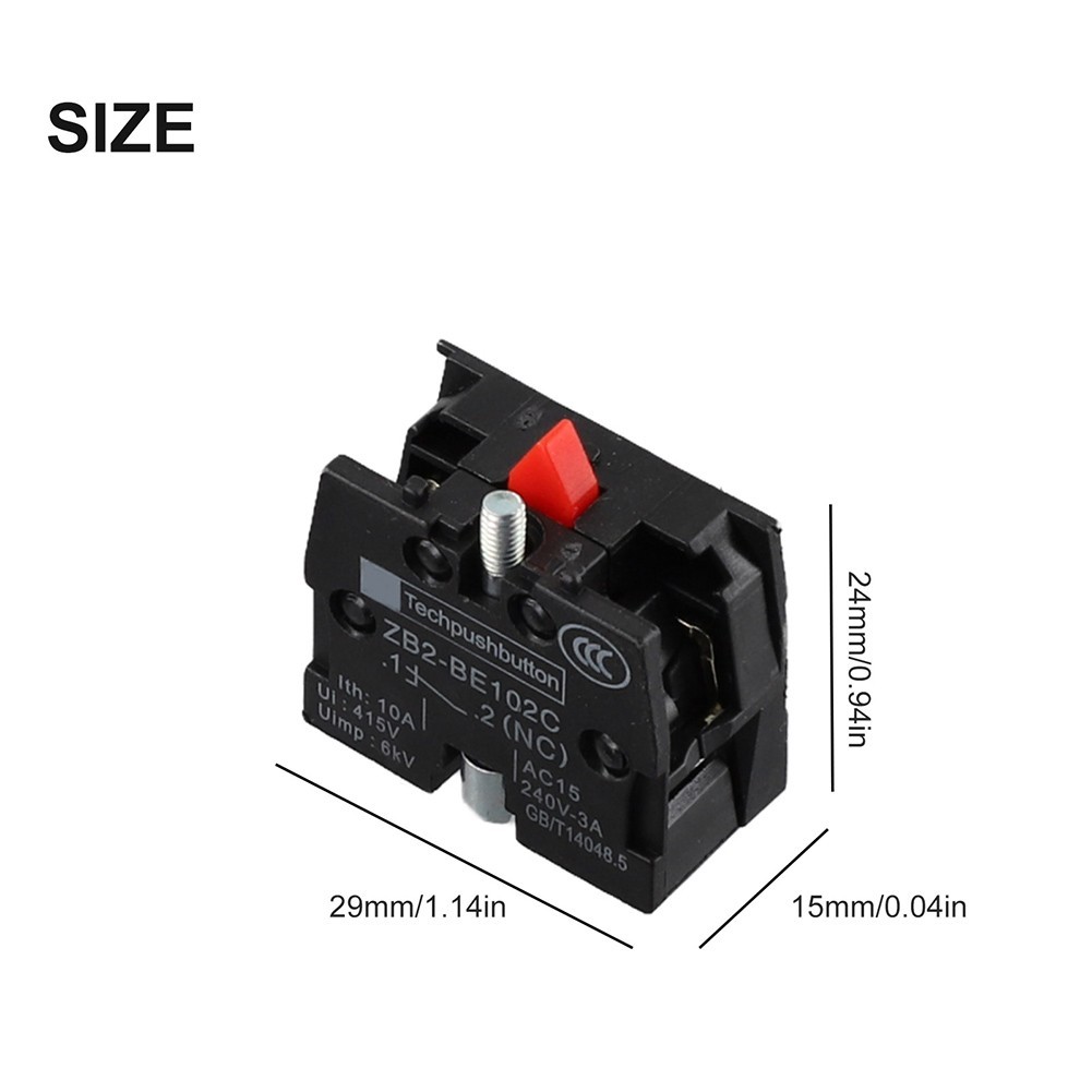 10PCS Push Button Switch Contact Block Snap in 10A 600V for Control Panels