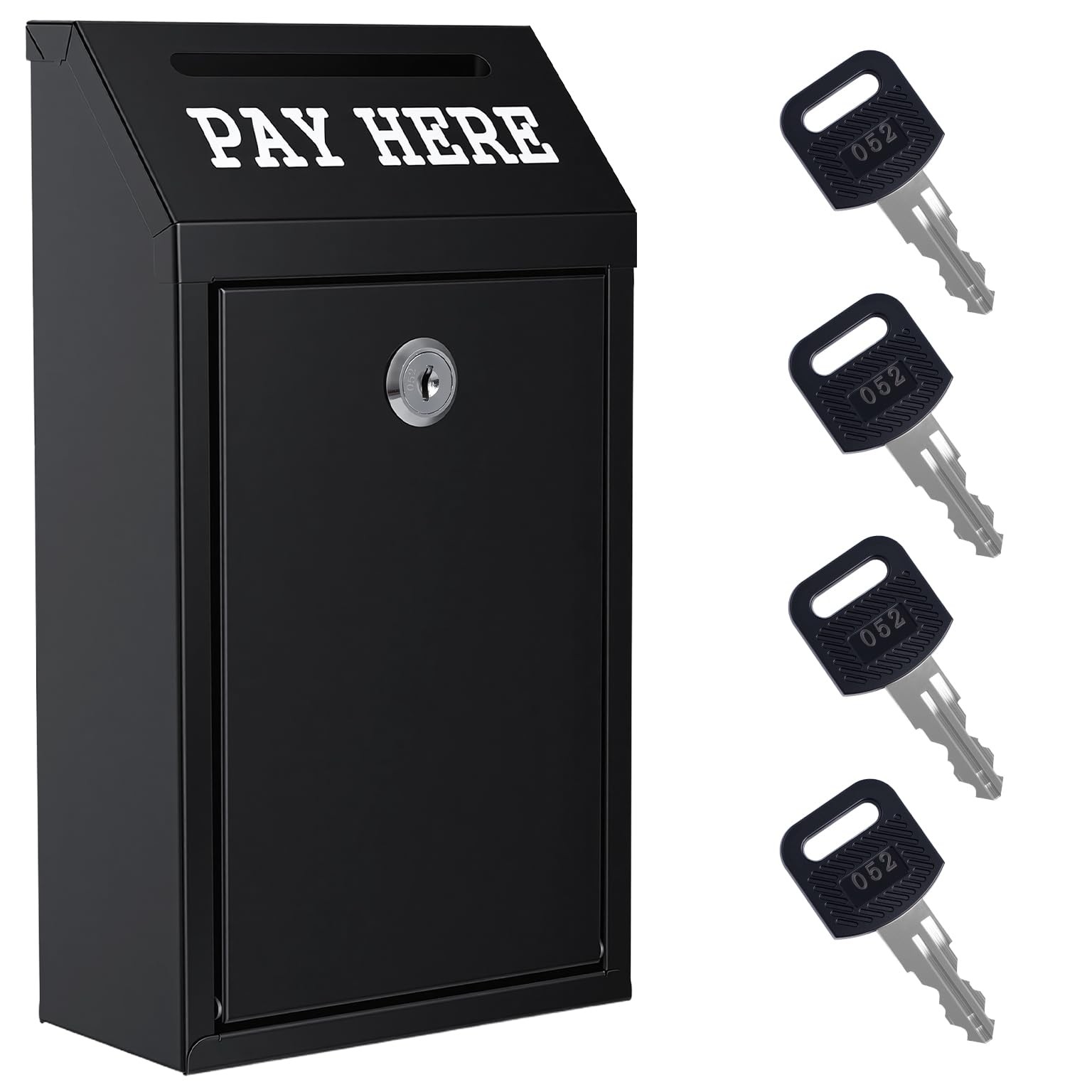 Locking Cash Box with Slot, Metal Money Donation Box with Lock and 4 Keys Wall M