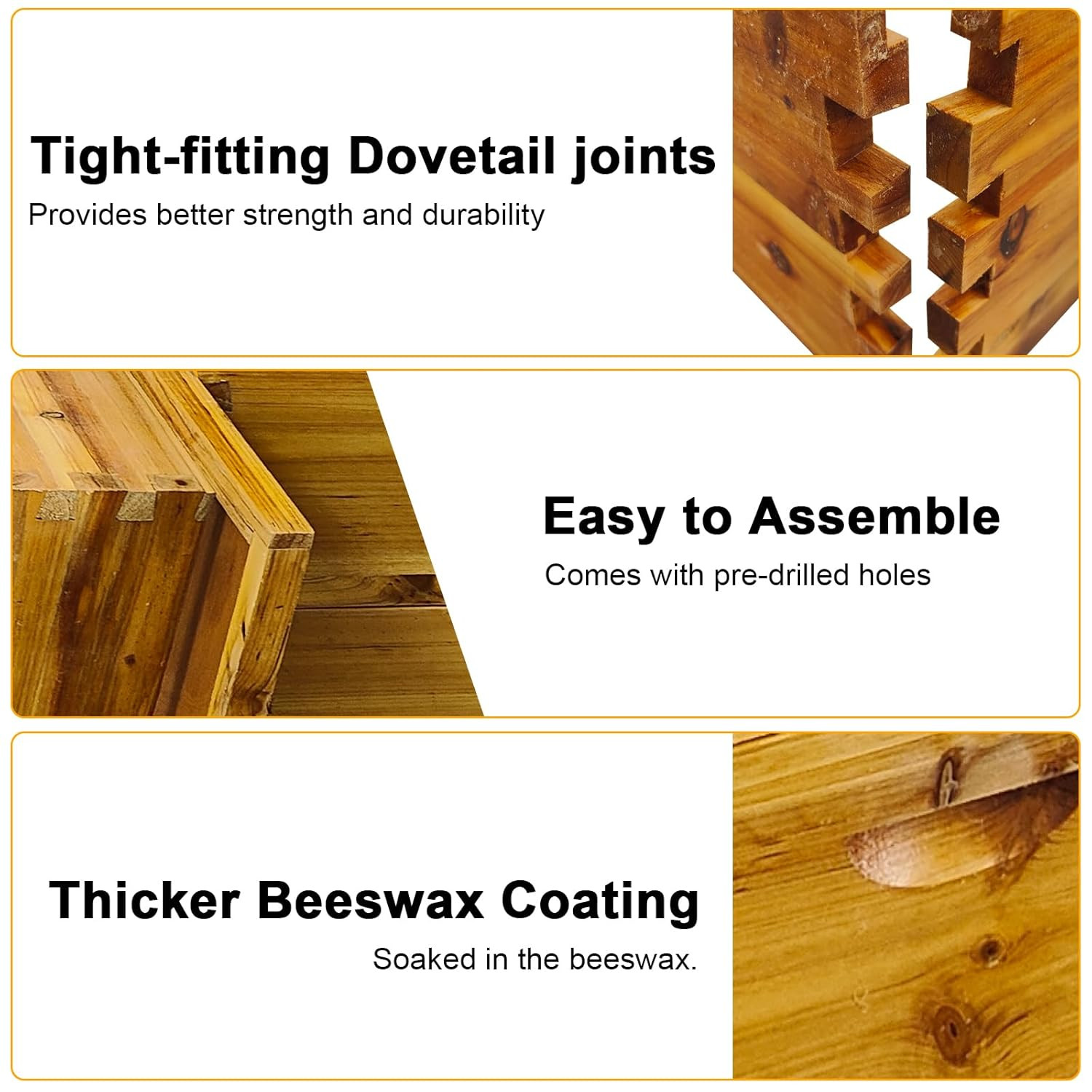Beeswax Coated Bee Hive Starter Kit, 10-Frame Langstroth Beehive with 2 Deep and